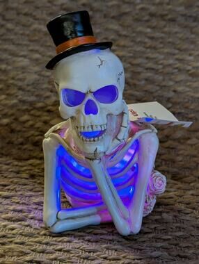 NEW! Halloween Multicolor Light Up Skeleton Top Hat Spooky Holiday Decor